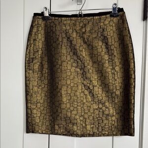 LOFT Gold and Brown Pencil Skirt for Cocktail